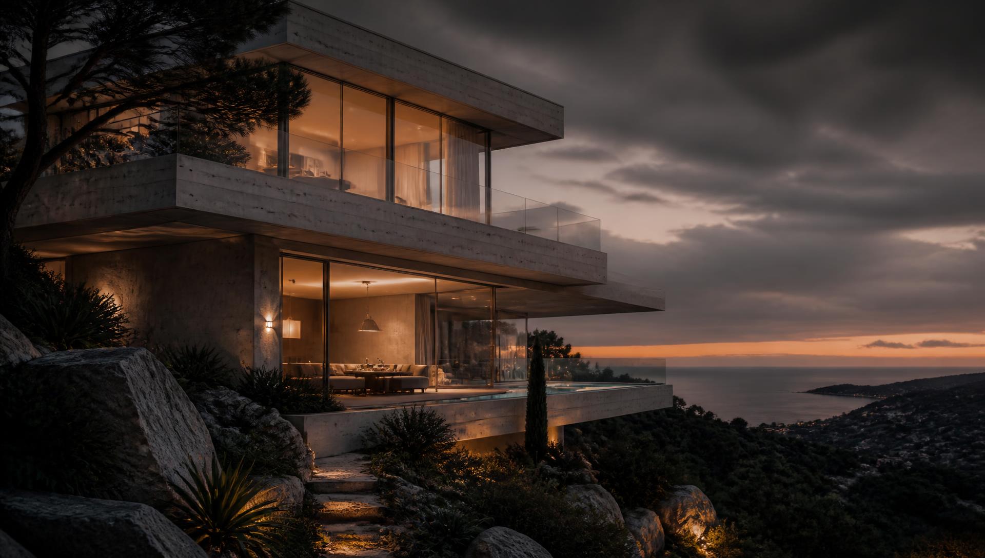 Arquitectura residencial contemporánea conceptual